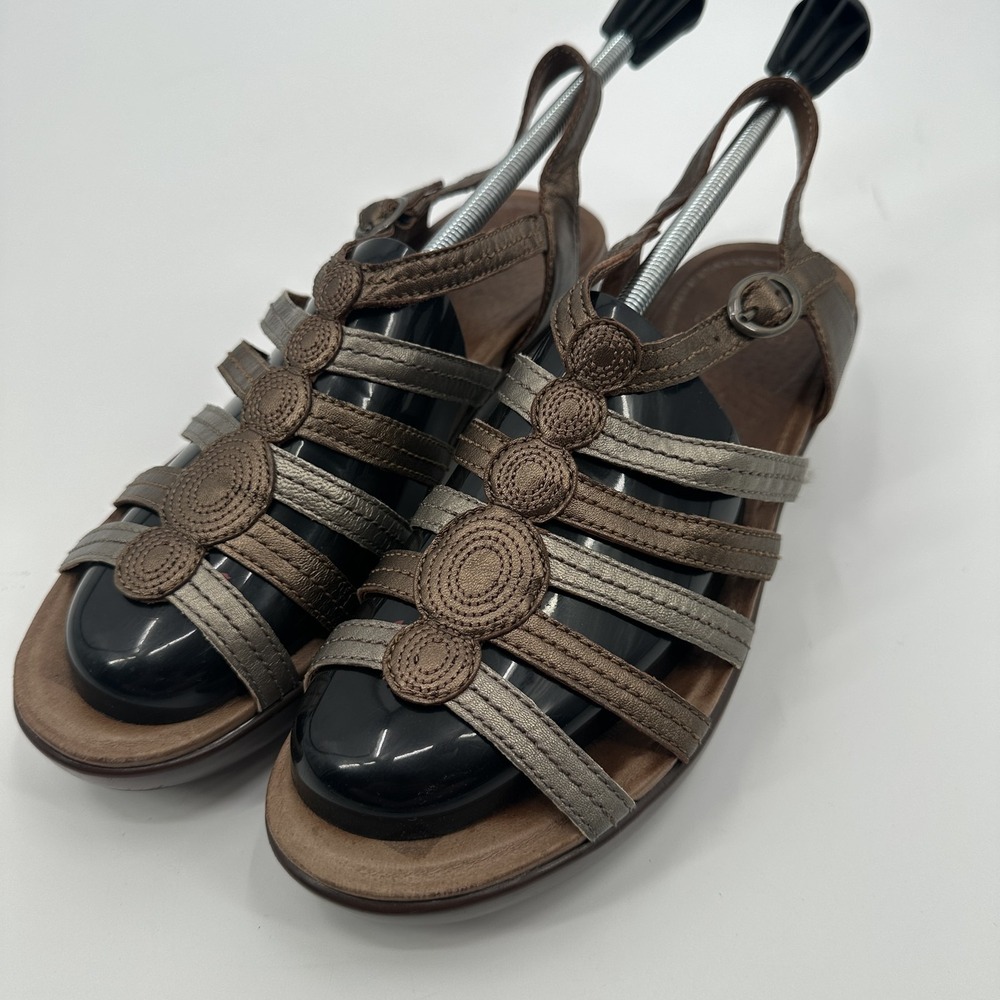 Dansko Shoes Womens Size 41 Brown Metallic Sandals Leather Upper Comfort Strappy